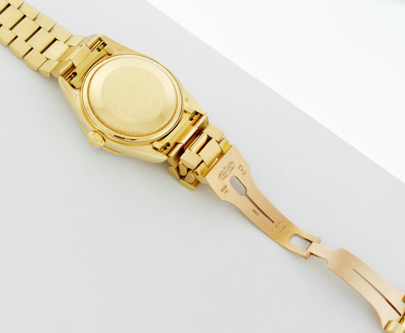 Rolex Men's 18K Yellow Gold Champagne Emerald & Diamond Day Date President Wristwatch