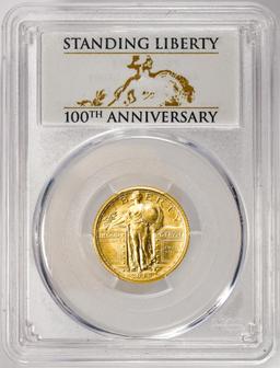 2016-W Standing Liberty Quarter 100th Anniversary Gold Coin PCGS SP70 First Strike
