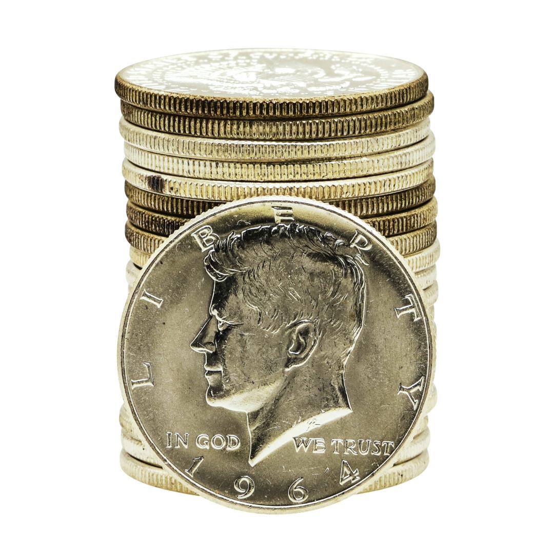 Roll of (20) Brilliant Uncirculated 1964 Kennedy Half Dollar Coins
