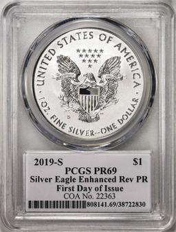 2019-S $1 Enhanced Reverse Proof Silver Eagle Coin PCGS PR69 FDOI Balan Signed