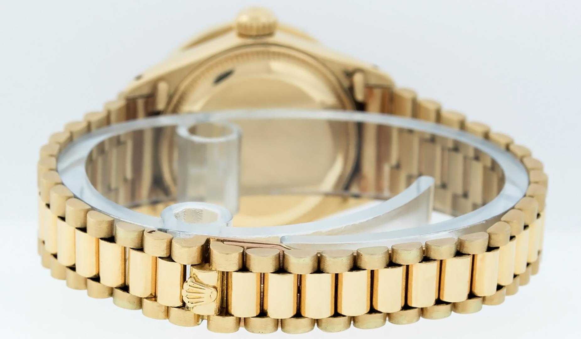 Rolex Ladies 18K Yellow Gold Emerald And Diamond President Wristwatch
