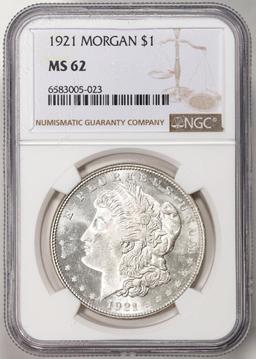 1921 $1 Morgan Silver Dollar Coin NGC MS62