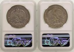 Lot of 1903MO & 1901ZS Mexico Pesos Silver Coins NGC Graded AU Details