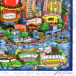 Charles Fazzino "There'S Music In NY, NJ, & LI Too (Blue)" Serigraph On Paper