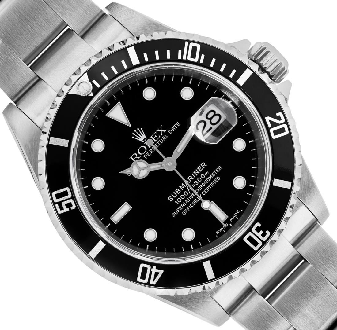 Rolex Mens Stainless Steel Submariner Wristwatch With Rolex Box