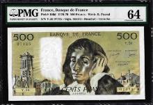 1976-1979 France Banque de France 500 Francs Note Pick# 156d PMG Choice Uncirculated 64