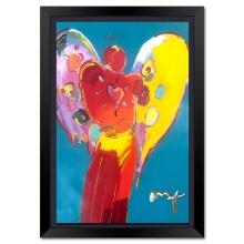 Peter Max "Red Angel with Heart" Original Mixed Media on Paper