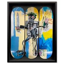 Basquiat (1960-1988) "Warrior 1982" Print Mixed Media on Board