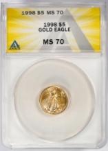 1998 $5 American Gold Eagle Coin ANACS MS70