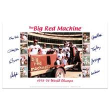 "Big Red Machine Tractor" Lithograph Signed by the Big Red Machine's Starting Eight
