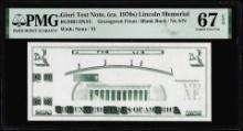 Circa 1970's Lincoln Memorial Giori Test Note PMG Superb Gem Uncirculated 67EPQ