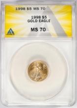 1998 $5 American Gold Eagle Coin ANACS MS70
