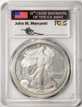 2005-W $1 Proof American Silver Eagle Coin PCGS PR70DCAM Mercanti Signature