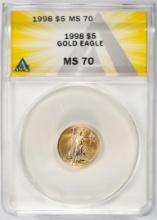 1998 $5 American Gold Eagle Coin ANACS MS70