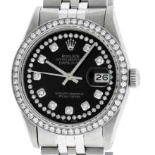 Rolex Mens Stainless Steel Diamond Datejust Wristwatch