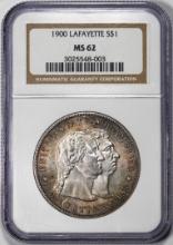 1900 $1 Lafayette Commemorative Silver Dollar Coin NGC MS62
