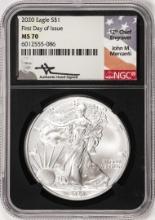 2020 $1 American Silver Eagle Coin NGC MS70 First Day of Issue Mercanti Signature