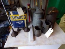 Group Of Oil Cans And Sunoco Mercury Motor Oil Can