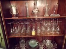 Group of Glassware in Top Part of Hutch-Gorham Crystal Wine Glasses, Crysta