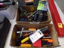 (2) Boxes Misc Tools,Chisels,Screwdrivers, Allen Wrenches,Sanding Discs, Le