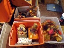 (3) Totes of Thanksgiving Decorations-See Pic