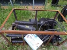 New Mower King Skid Steer Mount Hydraulic Auger with (3) Bits,  6'', 12'',