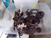 Tub of Knick Knacks and Iron Wall Decorations