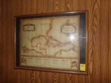 Antique Looking Gulf of Mexico Map in Nice Frame (Office Upstairs)