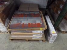 (7) Boxes Of 24''x24'' Gray And Red Carpet Tile, And (1) BoxmOf 12x24 Porce