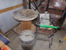 Wooden Spool, Shopping Cart, 35-Gallon Drum, Etc. (Warehouse Back Room)