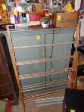Blue Antique Finish (2) Door Cabinet and Contents of Top and Interior, Incl