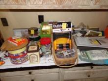 Contents of Top of Hoosier Style Cabinet (NOT CABINET) Basket With Batterie