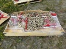 Pallet of New 3/8'' Chains and Binders - (10) Grade 70 3/8'' x 20' Cargo Ch