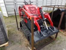 New EGN EG360 Mini Skid Loader with 38'' Bucket, Red, Gas Engine, High Trac
