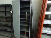 Steel Cabinet w/2-Door And 8 Shelves, One Door Is Off 36''x18''x81'' (Shop)
