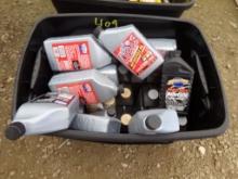 Black Tote with Large Quantity of Quarts of Oil - Lucas Motor Oil 10W40, Sp