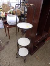 12'' Diameter 3-Tier Iron and Marble Plant Stand