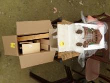''Chasing Hunter'' Clock and Box of Craft Parts (Including Chess Pieces)