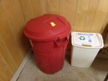 Red Garbage Can and White Recycle Can (Breakroom)