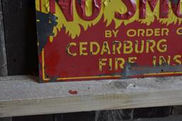 NO SMOKING CEDARBURG MUTUAL FIRE DEPARTMENT, 19 3/4" X 9"
