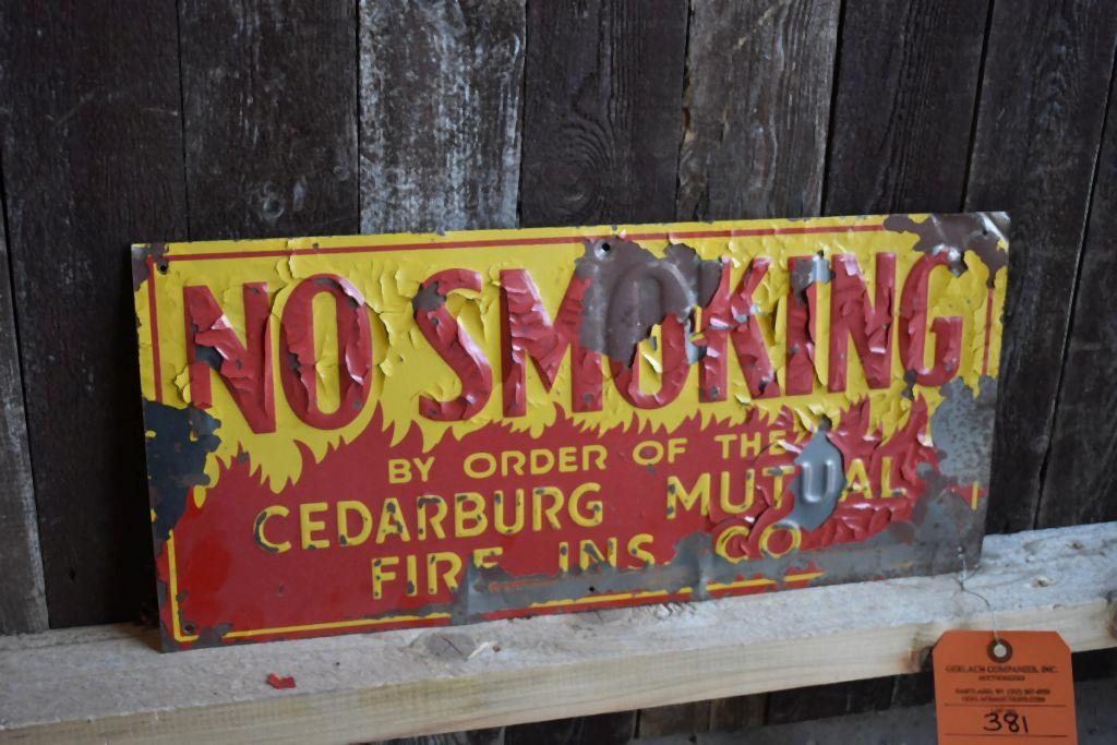 NO SMOKING CEDARBURG MUTUAL FIRE DEPARTMENT, 19 3/4" X 9"