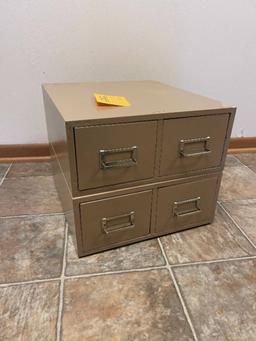VINTAGE FOUR DRAWER METAL TWO PIECE CABINET