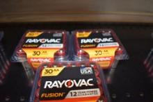 (3) 30 PACKS OF RAYOVAC FUSION AA BATTERIES