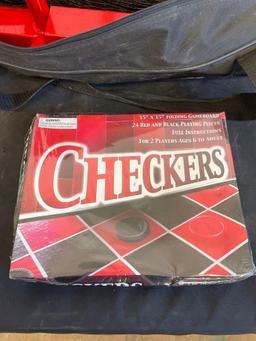 volleyball net and checkers game