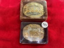 (2) Phillips 66 Employee Belt Buckles, 24K Gold Plated, Numbered #56