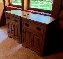 Pair Mission style 2 Door Night Stands