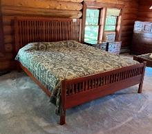 Mission Style Bed with Pendleton Bedspread