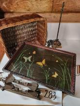 Vintage Wood Butterfly Serving Tray,