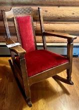 Mission style Wood Upholstry Rocking Chair