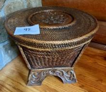 "Rice" Basket with Carved Wood Inset and Base